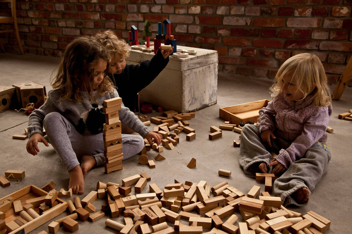 Wooden Blocks In Sack - 100 pcs Natural