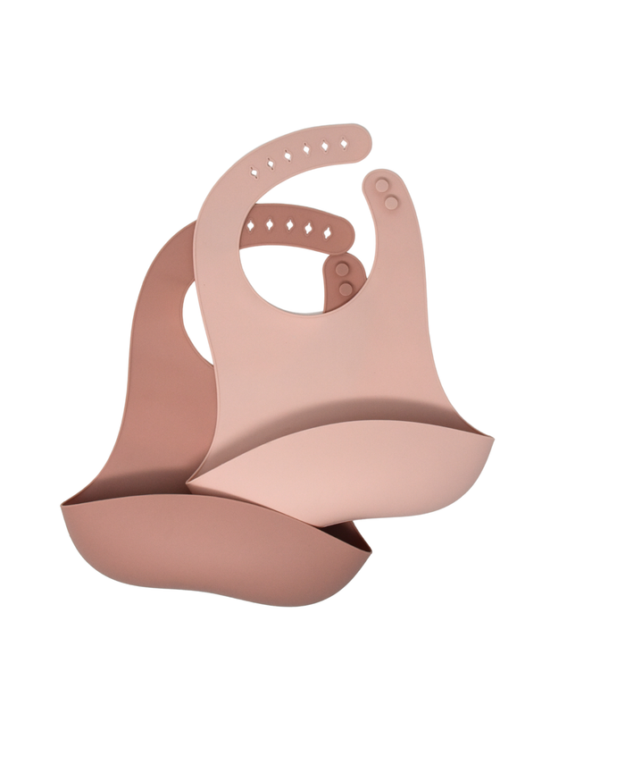 Rosewood & Honeysuckle Silicone Catch Bib Set