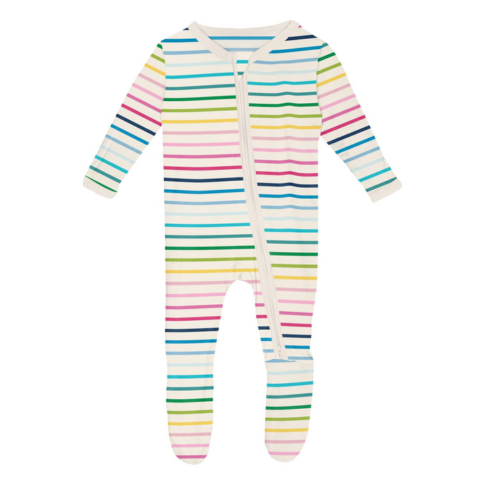 Happy Stripe Two Way Zipper Footie