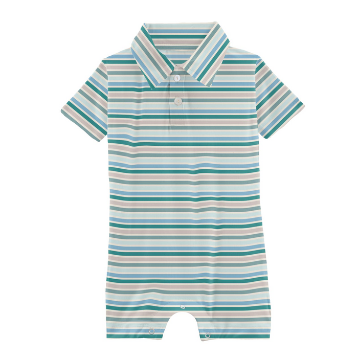 Lakeside Stripe Short Sleeve Polo Romper