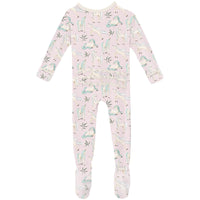 Print Muffin Ruffle Footie w/ 2 way Zipper