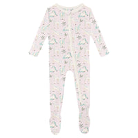 Print Muffin Ruffle Footie w/ 2 way Zipper