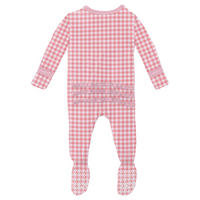 Pink Gingham Muffin Ruffle Footie