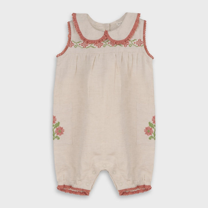 Embroidered Linen Romper