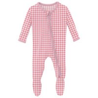 Pink Gingham Muffin Ruffle Footie