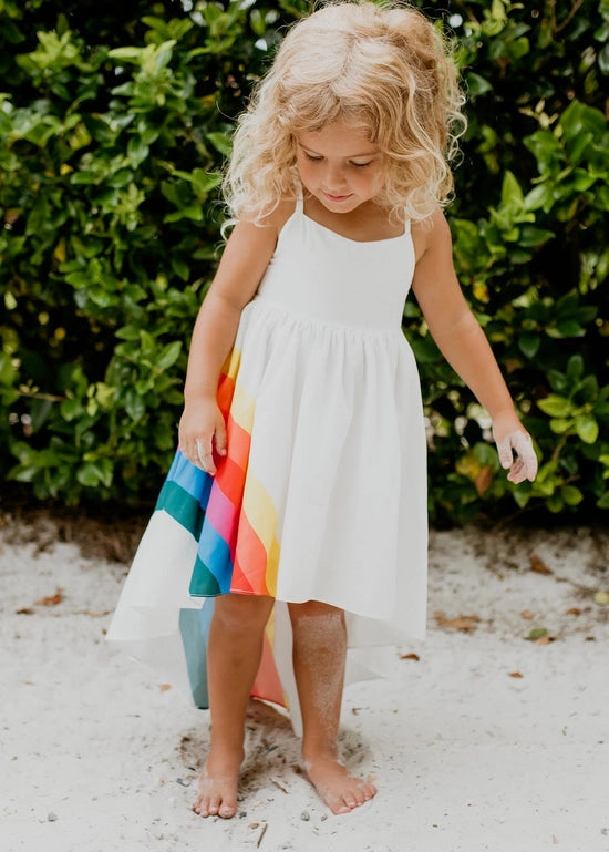 Vivid Rainbow Halter Hi Lo Dress