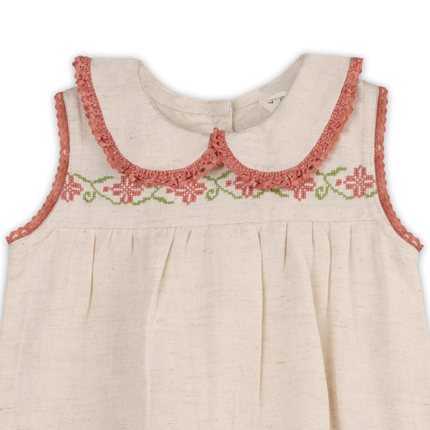 Embroidered Linen Romper