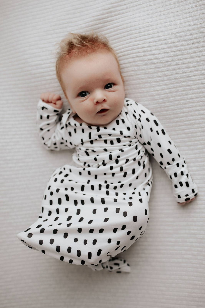 Black & White Poka Dot Knotted Gown & Hat