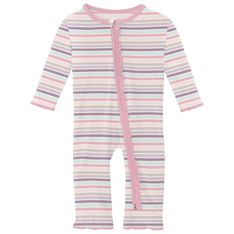 Print Muffin Ruffle Coverall w/ 2-way Zip