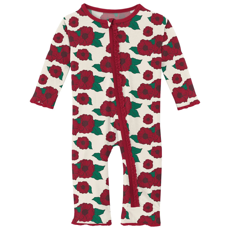 Print Muffin Ruffle Coverall w/ 2-way Zip