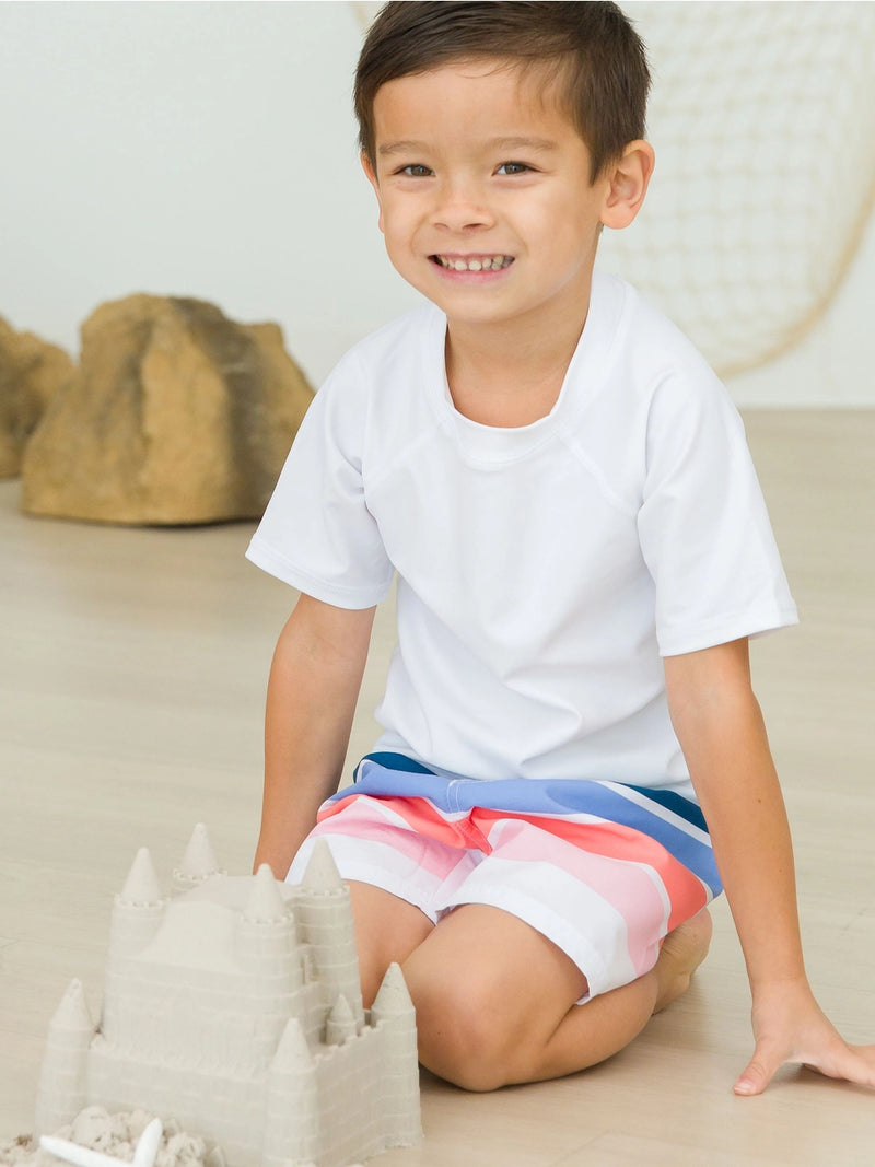 Boys Seaside Stripe Swim Trunks