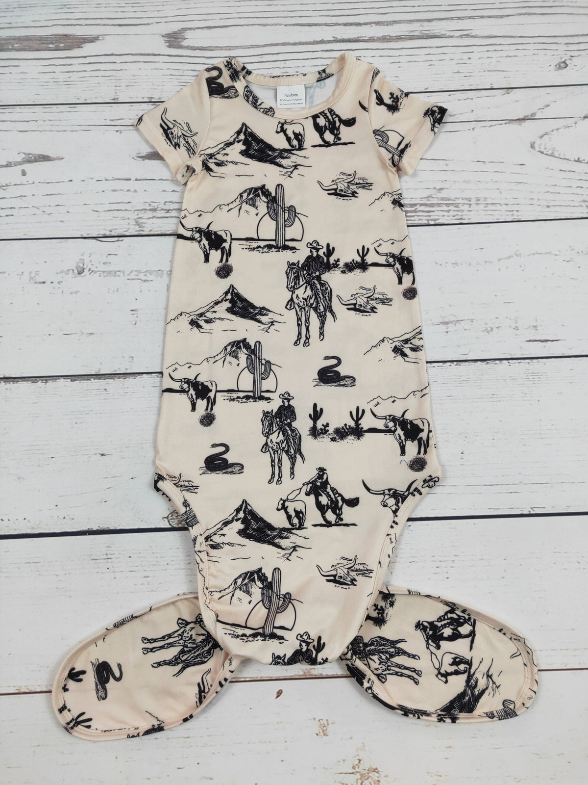 Western Print Newborn Gown